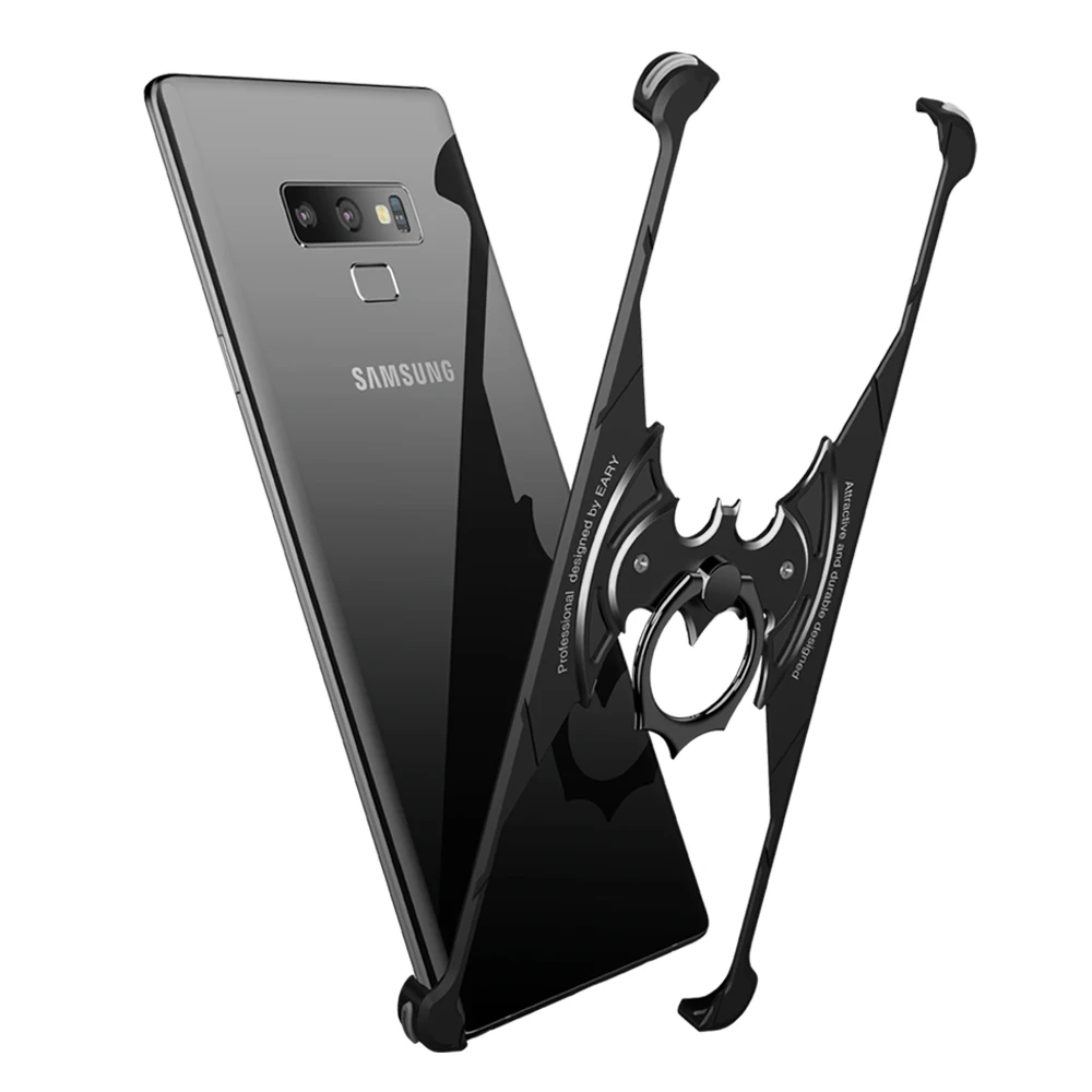 Роскошный металлический чехол в форме летучей мыши для samsung Galaxy Note 9, чехол, защита от ударов, чехол-бампер для samsung Galaxy Note 9, чехол - Цвет: Black