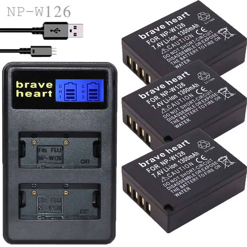 3x батарея NP-W126 NP W126 NPW126 батареи+ двойной USB зарядное устройство для Fujifilm Fuji X-Pro1 XPro1 X-T1 XT1, HS30EXR HS33EXR X PRO1