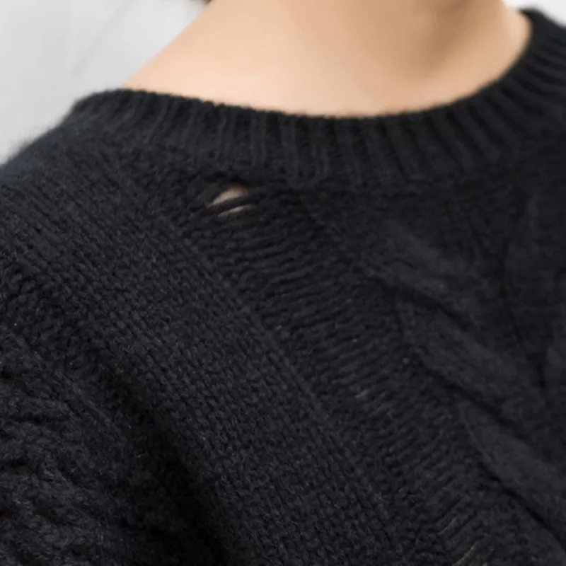 TWOTWINSTYLE Patchwork Knitting Sweater For Women Long Sleeve Hollow Out Hit Colors Pullover Female 2019 Autumn Casual Fashion | Женская