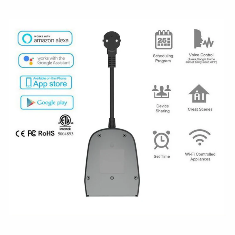 Умная Wifi розетка IP44 наружная приложение дистанционное управление 2 ЕС AC монитор