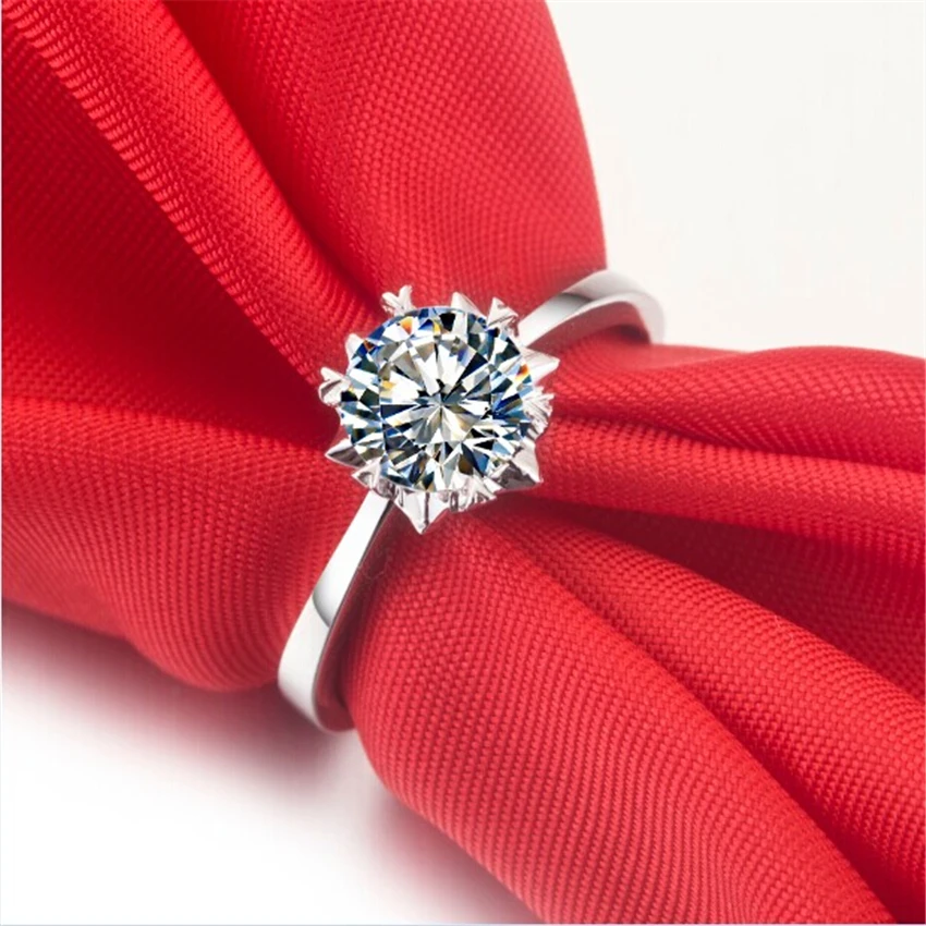 Красивое кольцо 0.5Ct 5,0 мм Круглый Муассанит в огранке обручальное кольцо цельное 925 Серебряное кольцо белое золото цвет романтические драгоценности