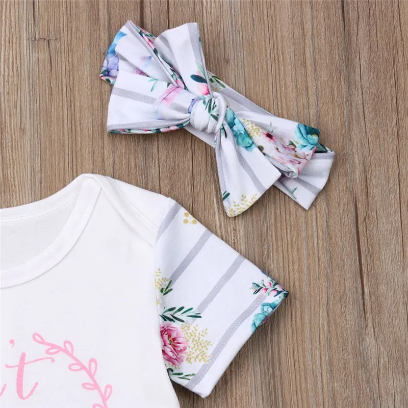 3 шт. летняя одежда для новорожденных девочек футболка штаны и повязка на