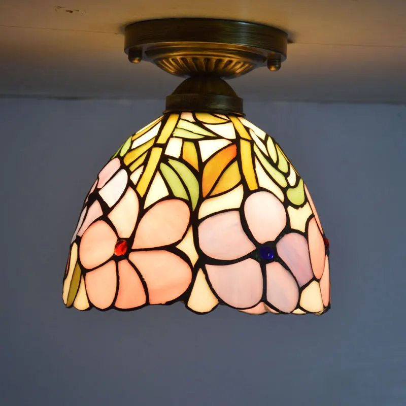 Tiffany потолочный светильник абажур из витражного стекла свежие деревенские цветы