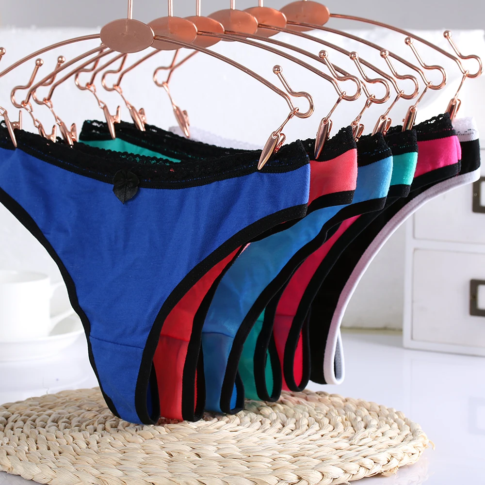Нижнее белье с заниженной талией хлопковые стринги 6 цветов сексуальные трусики