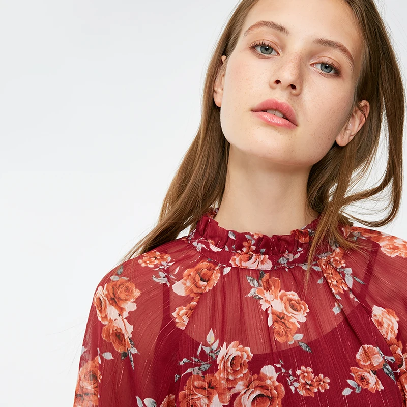 Vero Moda Новая женская печатная ткань v-образным вырезом 3/4 рукава шифоновая блузка, Топ | 318458502