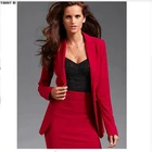 Профессиональные деловые костюмы для женщин, на заказ, красный, Осень-зима, стройная мода, офисные костюмы, костюмы с юбкой
