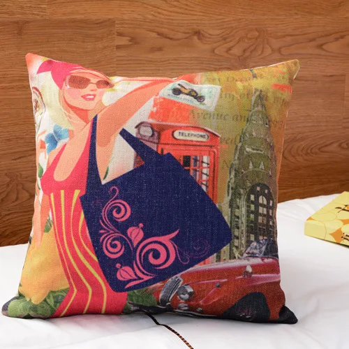Чехол на подушку в стиле ретро Винтажный чехол с изображением Эйфелевой башни