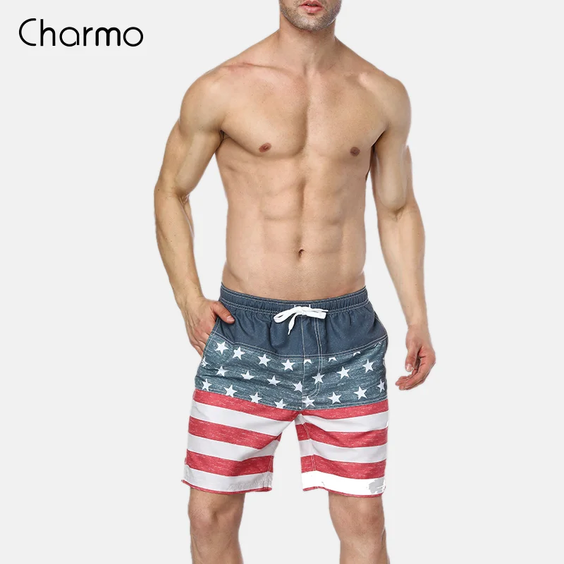 3297BLU Charmo мужские шорты для плавания с американским флагом пляжные шорты Плавки Мужские плавки шорты с американским флагом - Цвет: 3297BLU