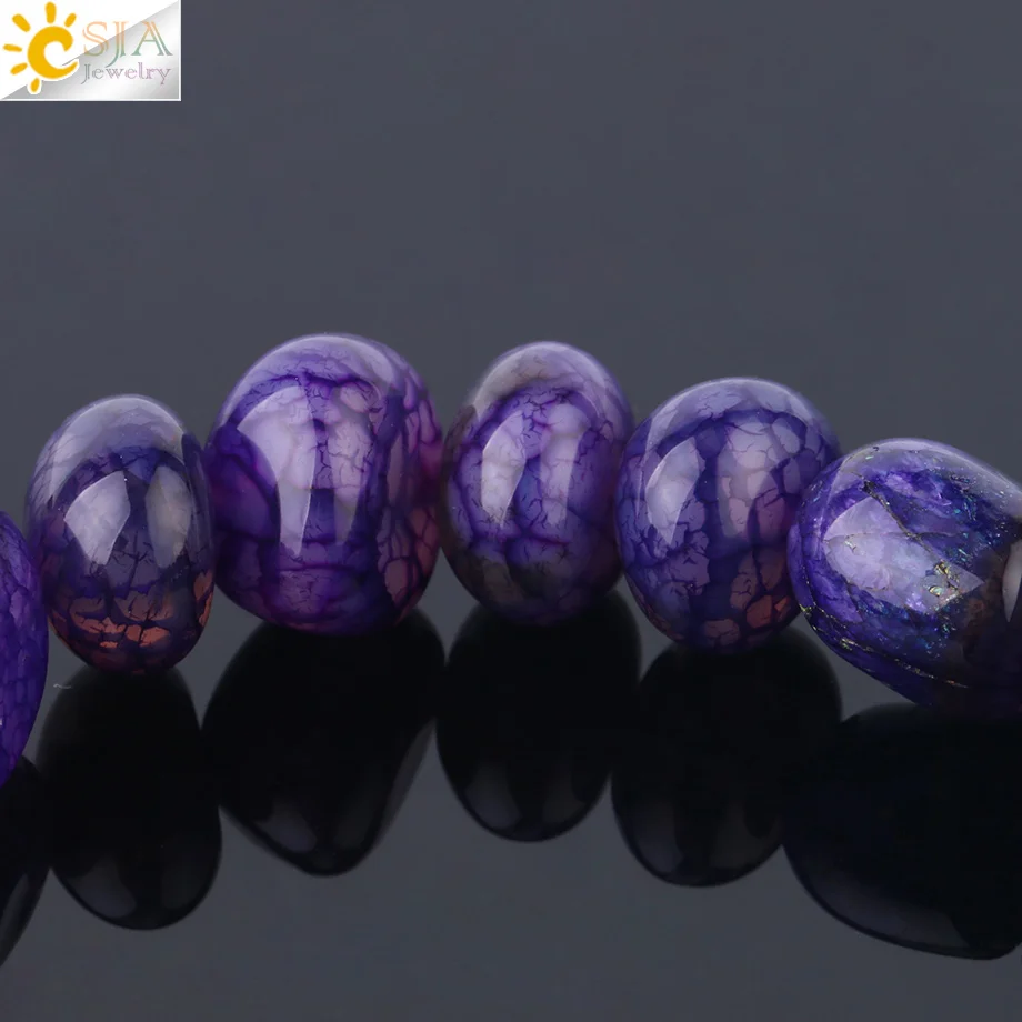 CSJA вены нерегулярные бусины агат браслет эластичные модные простые бисерные