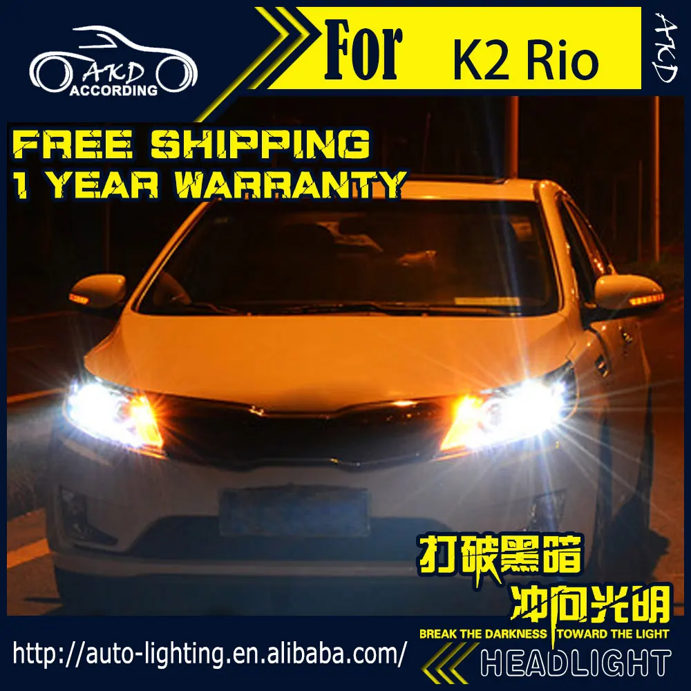 AKD автостайлинг фары для Kia K2 Rio светодиодный ные 2011 2014 ангельские глазки DRL H7 D2H Hid