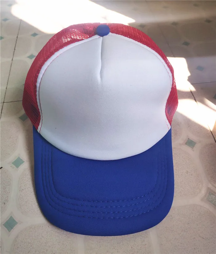 blue white red 500 шт./лот, заказной логотип, Кепка водителя грузовика, для взрослых, полиэстер, печатные шапки с логотипом, бейсболки Gorros - Цвет: blue white red