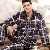 thoshine winter thick coral fleece men pajamas sets of sleep tops bottoms male flannel warm sleepwear thermal home clothing