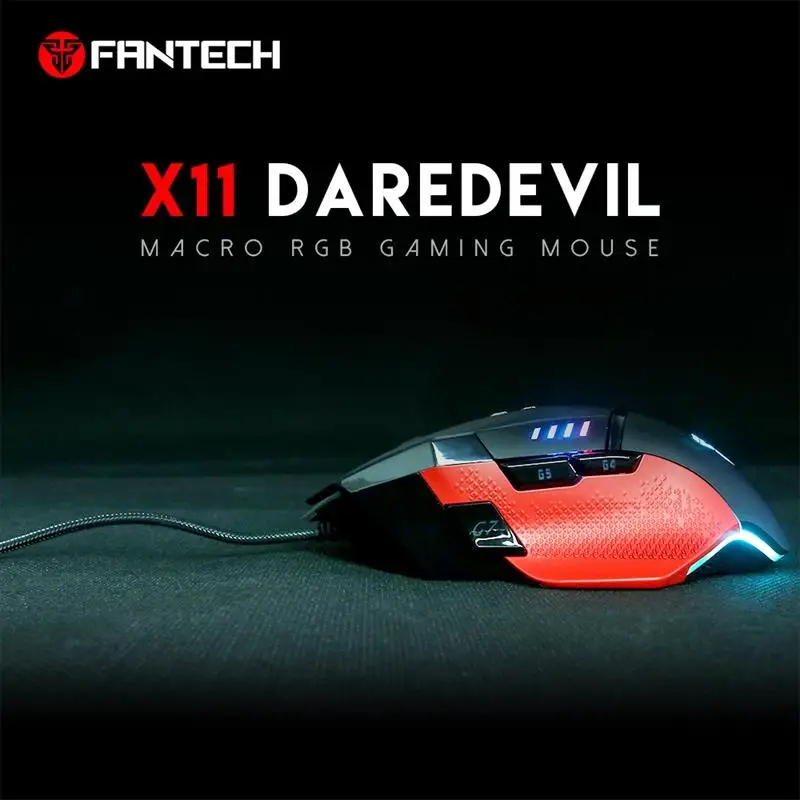 Fantech X11, компьютерная мышь для макросъемки, цвет Rgb, Usb, Проводная Подсветка, 8000 точек/дюйм, 8 кнопок, оптическая игровая мышь для ПК, Pubg Gamer C
