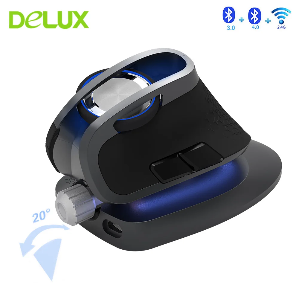 Вертикальная мышь Delux M618X 2 4G Беспроводной + Bluetooth 3 0/4 0 которые поддерживают