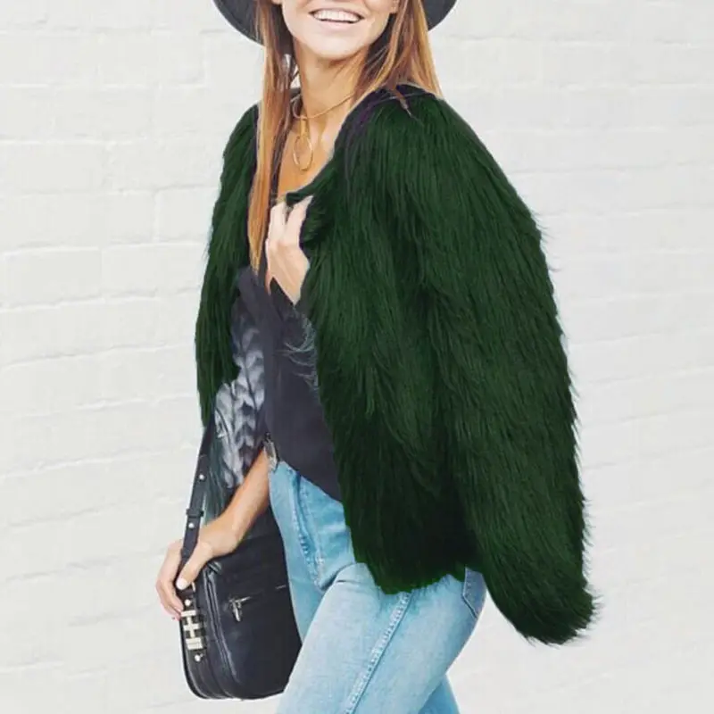 Модная женская зимняя куртка теплая парка из искусственного меха однотонная