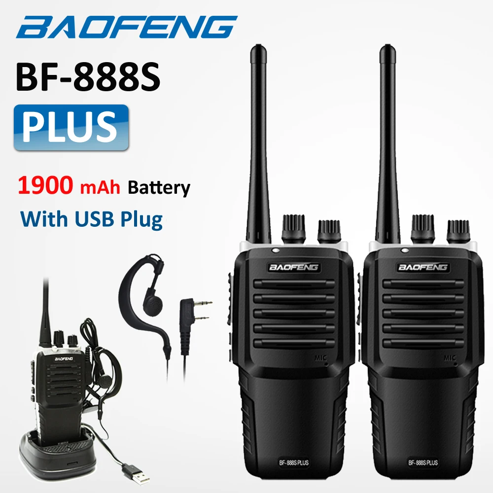 2 шт. Baofeng 888 S плюс рация 1900 мАч BF 888S 16CH UHF 400 470 мГц двухстороннее Любительское радио