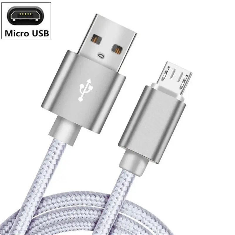 Быстро Зарядное устройство кабель для huawei Y6 Y5 Prime P20 P9 P10 Коврики 10 Lite USB Honor 10 9 Lite 7C 7A Pro 8X 8C P Smart Y9 - Цвет: Sliver Micro USB