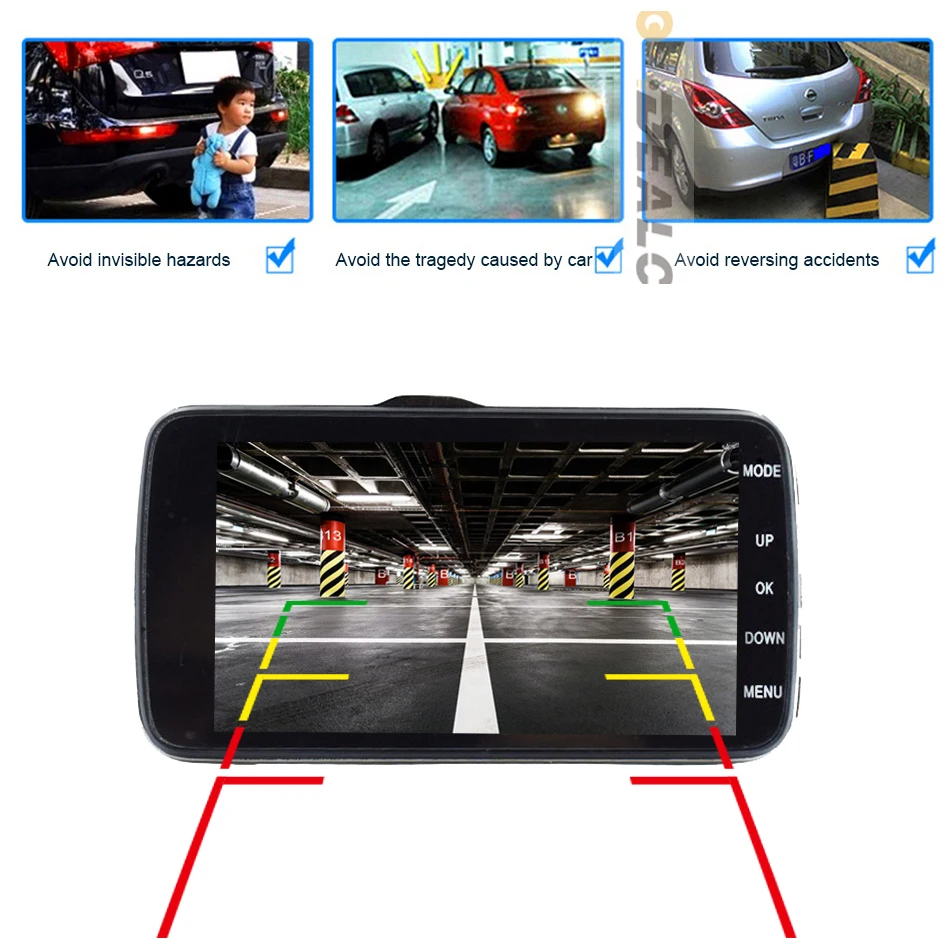 Dealcoo Car DVR Camera with Dual Lens 4' IPS Screen 1080P FUll HD Night Vision Support Motion Detection/G-sensor/Parking Monitor |