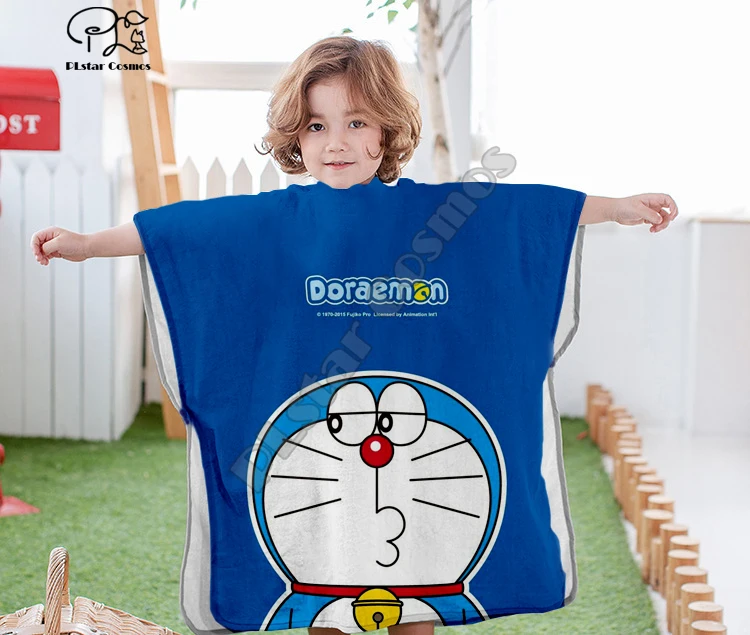 

Мультяшное милое банное полотенце с капюшоном Doraemon для маленьких мальчиков и детской одежды, дорожные пляжные полотенца с 3D принтом, стиль ...