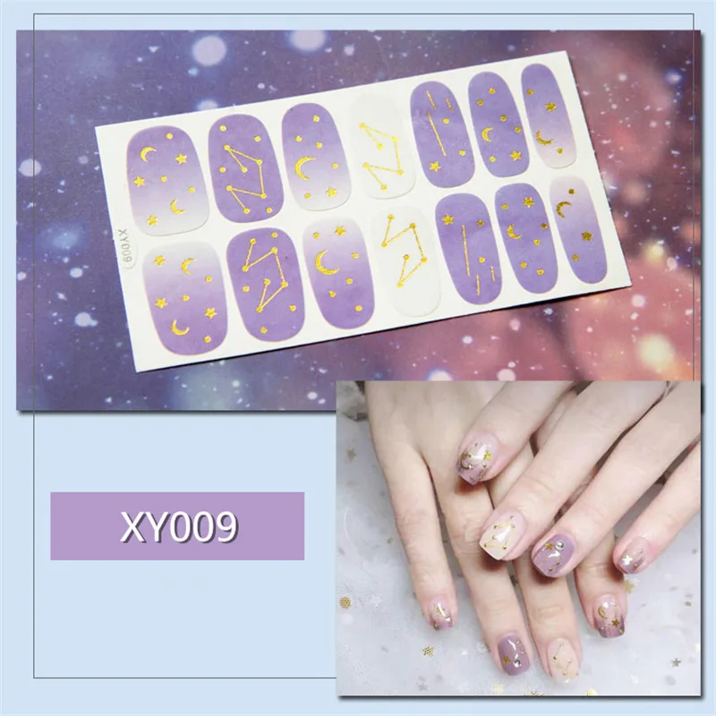 XY009 50 шт. полностью покрытые наклейки для ногтей смешанные Луна солнце Звезда Дизайн Наклейки Советы Обертывания DIY Дизайн ногтей украшения Маникюр косметический аксессуар - Цвет: XY009