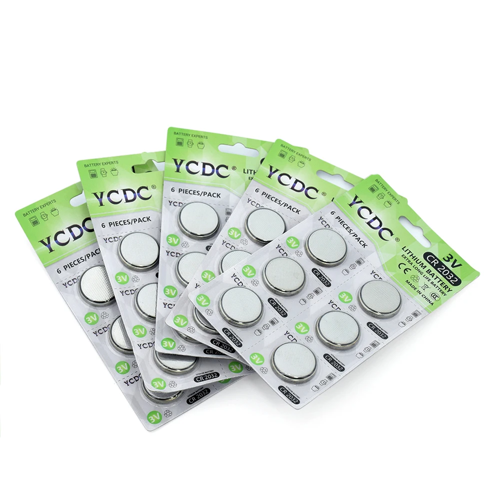 YCDC 6 шт.(1 карта) батарея 3 в CR2032 литиевая Кнопочная батарея 5004LC BR2032 ECR2032 CR 2032 литиевые батареи для игрушек Часы