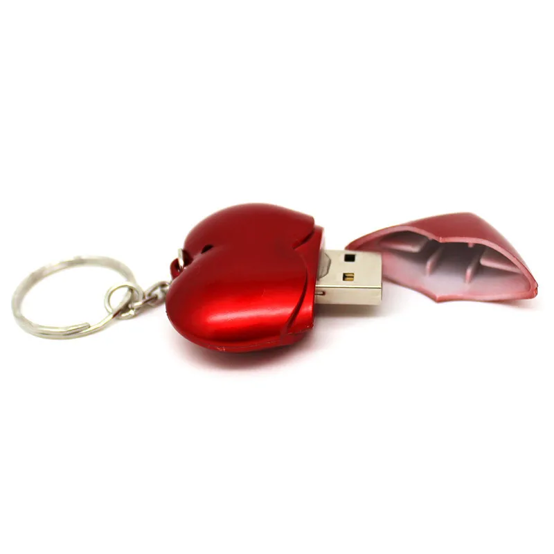 Новый пластиковый USB флеш накопитель с красным сердцем 128 Мб 4 ГБ 8 16 32 Подарочный