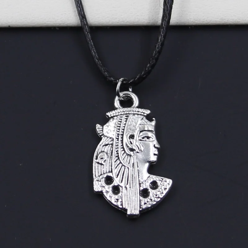 Новый прочный черный искусственная кожа египетская клеопатра кулон шнур колье DIY