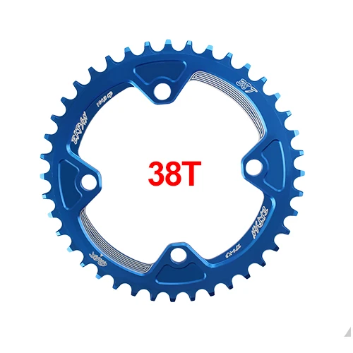 38T Round Blue EKFan 38 T/40 T/42 T/44 T/46 T/48 T/50 T/52 T узкая широкая круглая ведущая звездочка велосипеда 104BCD цепь 7075-T6 MTB велосипед круг шатунная пластина - Цвет: 38T Round Blue