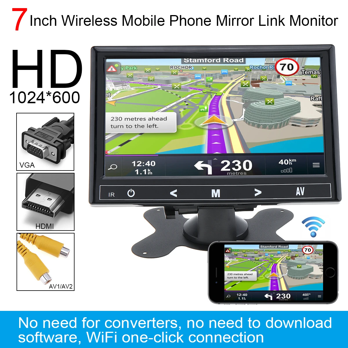 7 дюймов HD IPS 1024*600 TFT LCD цветной многофункциональный автомобильный подголовник