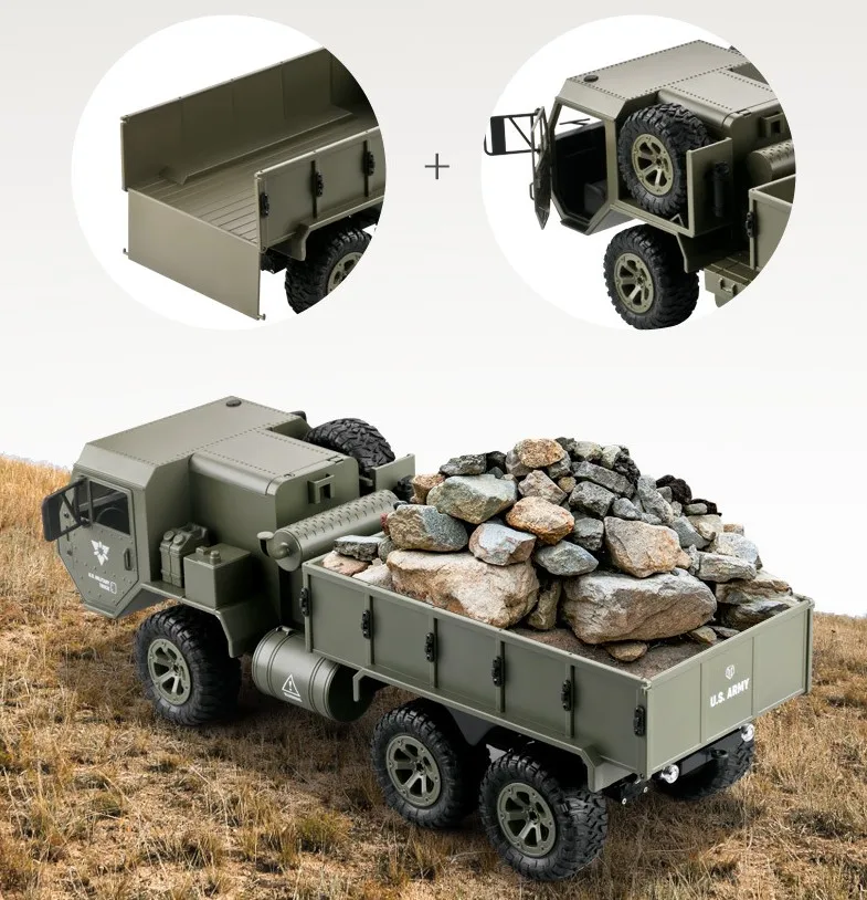 RC TRUCK US Army Military Car 1:16 2.4G 6WD Rock Crawler Command Communication Vehicle toys