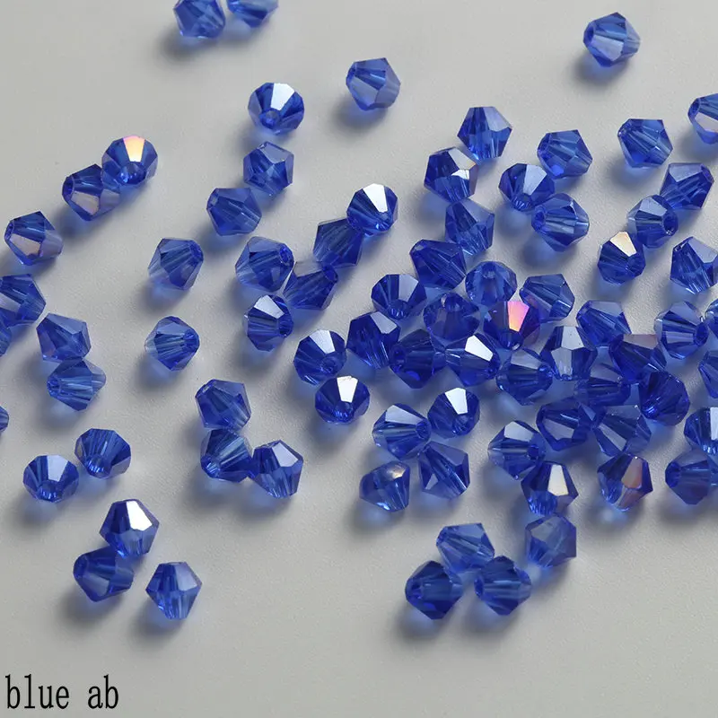 blue ab Бусина высокого качества, 4 мм, хрустальные Биконусы, россыпью, поставка AB, цветное покрытие, браслет, ожерелье, изготовление ювелирных изделий, 100 шт - Цвет: blue ab