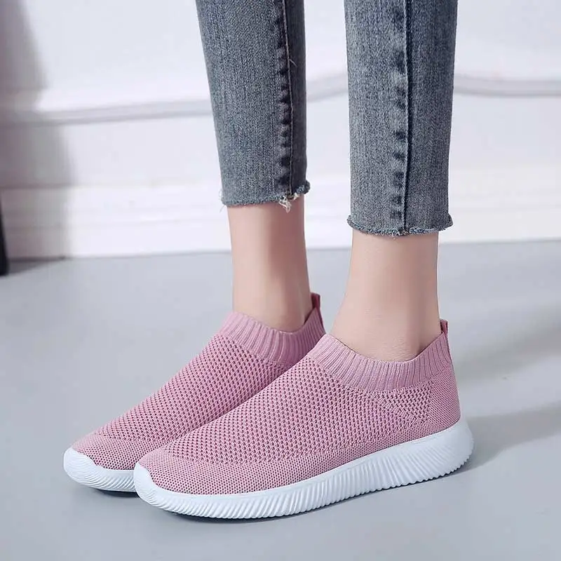 

Solid flats shoes women sneakers 2020 new comfortable flat with women shoes sneakers flats slip-on breathable mesh shoes woman