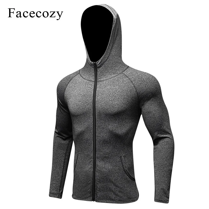 Facecozy, мужская новая куртка для тренировок, с капюшоном, для бега, фитнеса, плотные дышащие куртки, для йоги, быстросохнущая спортивная одежда, топ для активного отдыха