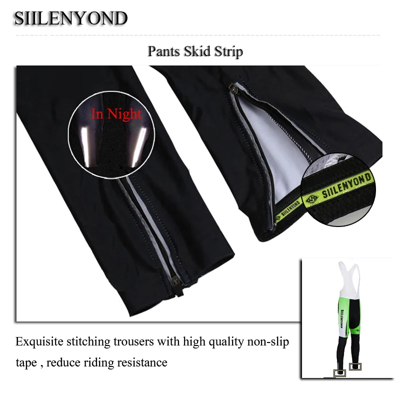 

Siilenyond 2019 Winter Cycling Bib Pants Mountain Bike Cycling Bib Tights Cycling Thermal BibTrousers With 3D Gel Padded For Men