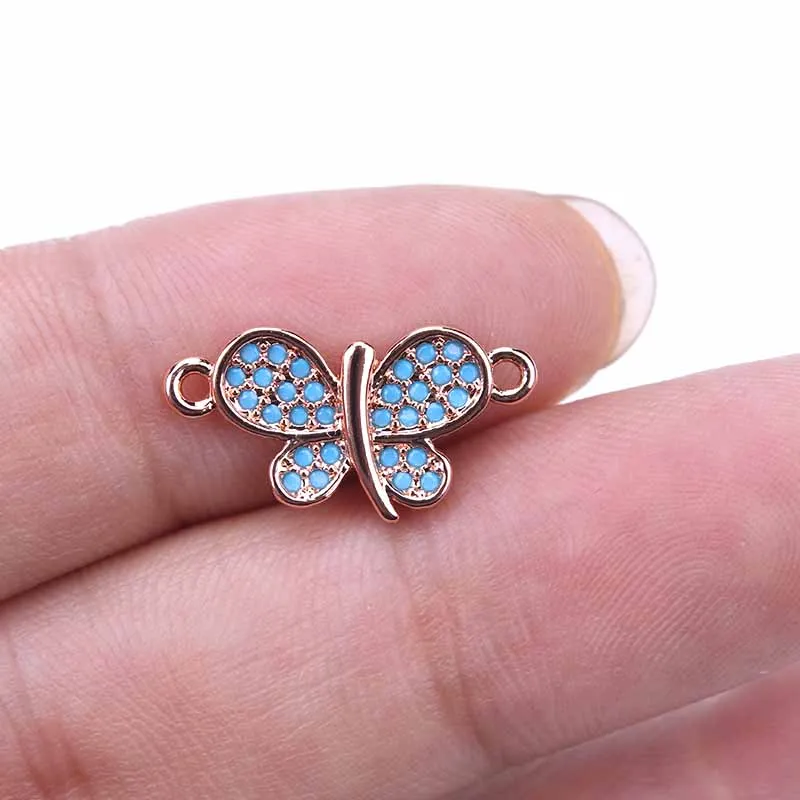 1 шт. 20*10мм Милый бабочка чарм бусина Подходит для браслета Подвески DIY Оригинальные украшения Микро вставка Цирконовые ювелирные аксессуары находки.