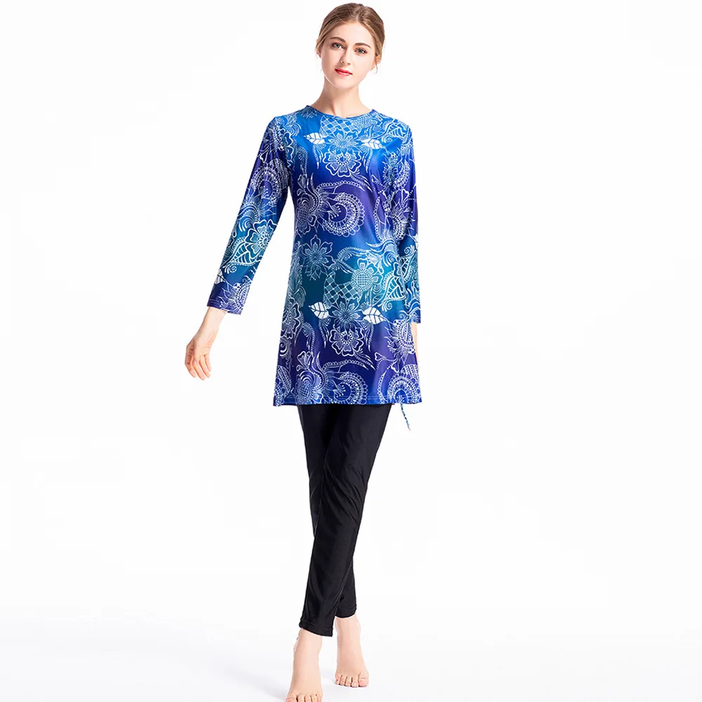 Полный Чехол женский купальный костюм с цветочным принтом Буркини Мусульманский