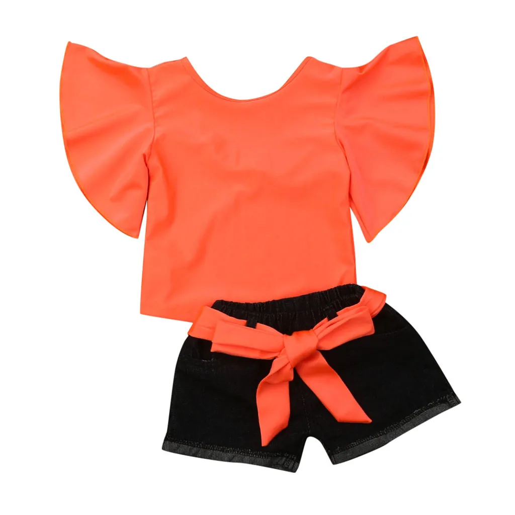Одежда для новорожденных одежда маленьких девочек однотонные топы с короткими