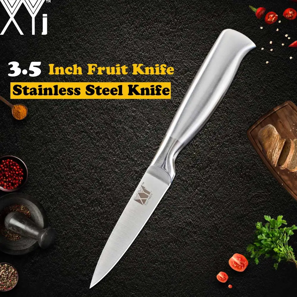 3.5 inch paring XYj лучший набор кухонных ножей и подставка для ножей, точилка, кухонные комплекты ножей шеф-повара, набор кухонных ножей 3cr13, лезвие из нержавеющей стали, подарок - Цвет: 3.5 inch paring