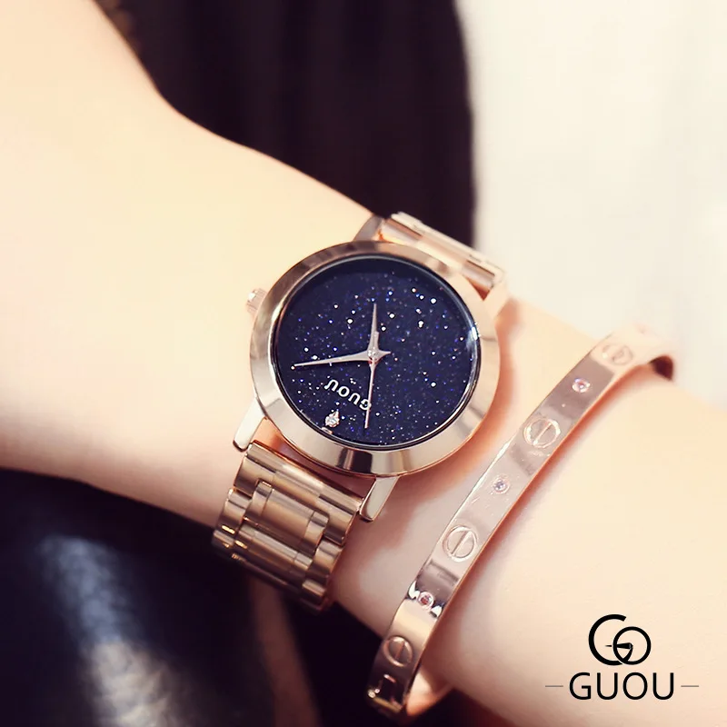 Кварцевые Часы GUOU для женщин и мужчин часы из стали розовое золото | Наручные