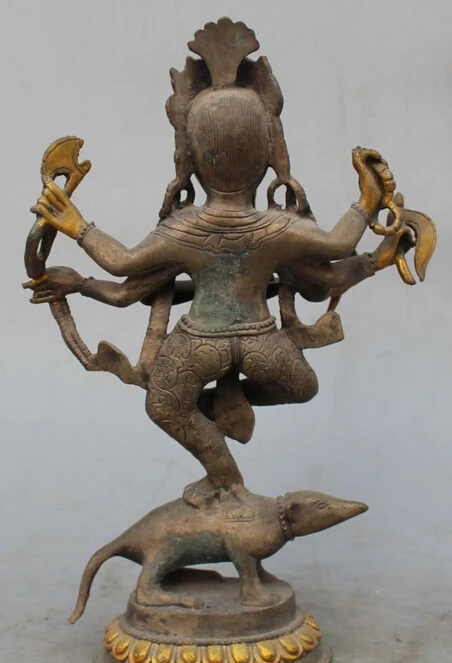 Бесплатная доставка старинный тибетский буддизм серебряная позолоченная 4 руки