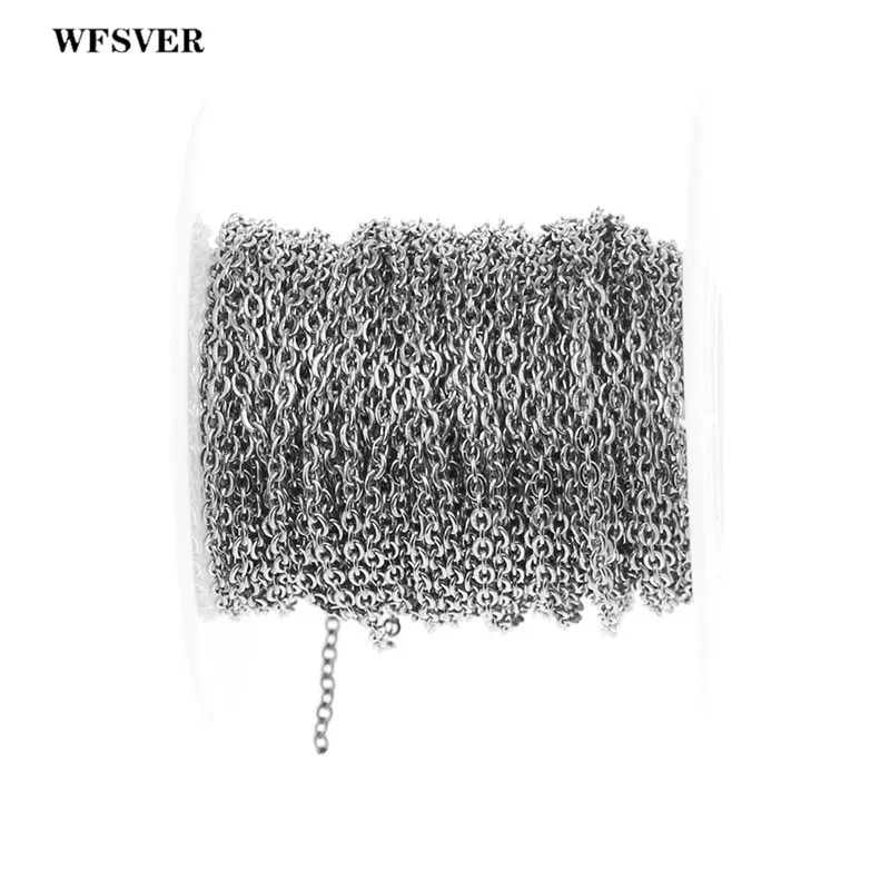 WFSVER 10m/lot 1/1.5/2/2.5mm width Cross Chain Silver Gold Rose Stainless Steel Accessories for DIY Jewelry Making Supplies | Украшения и