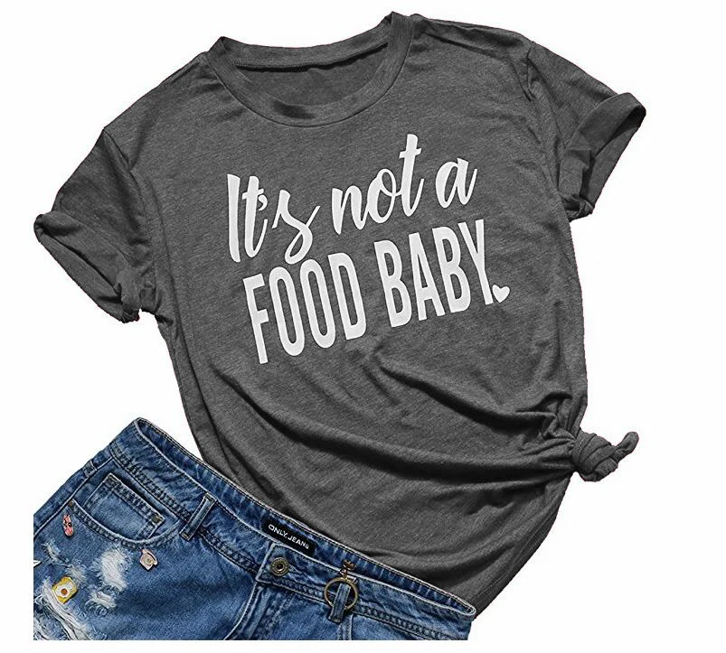 

Women It's Not a Food Baby Funny T-Shirt Cute Mom Shirt Casual Short Sleeve Tee Graphic High Quality Crewneck Aesthetic Tops