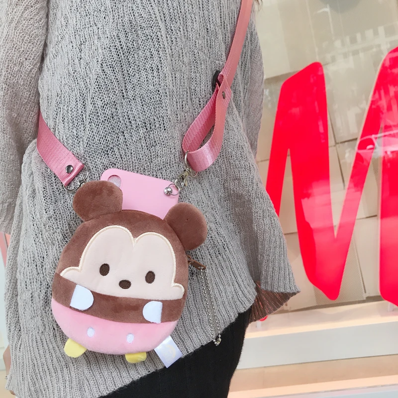 Милый мультяшный плюшевый Кошелек для монет+ модное с лямками ремешок мягкий чехол для Xiaomi Redmi 5 Plus 5A 6 6A Y3 Y2 Y1 задняя крышка