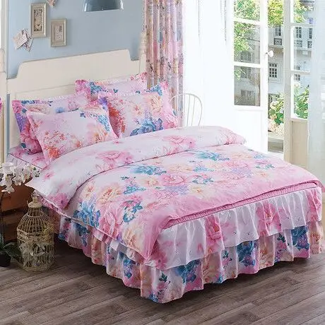 Комплект постельного белья с объемными розами и цветами юбка для кровати цветком