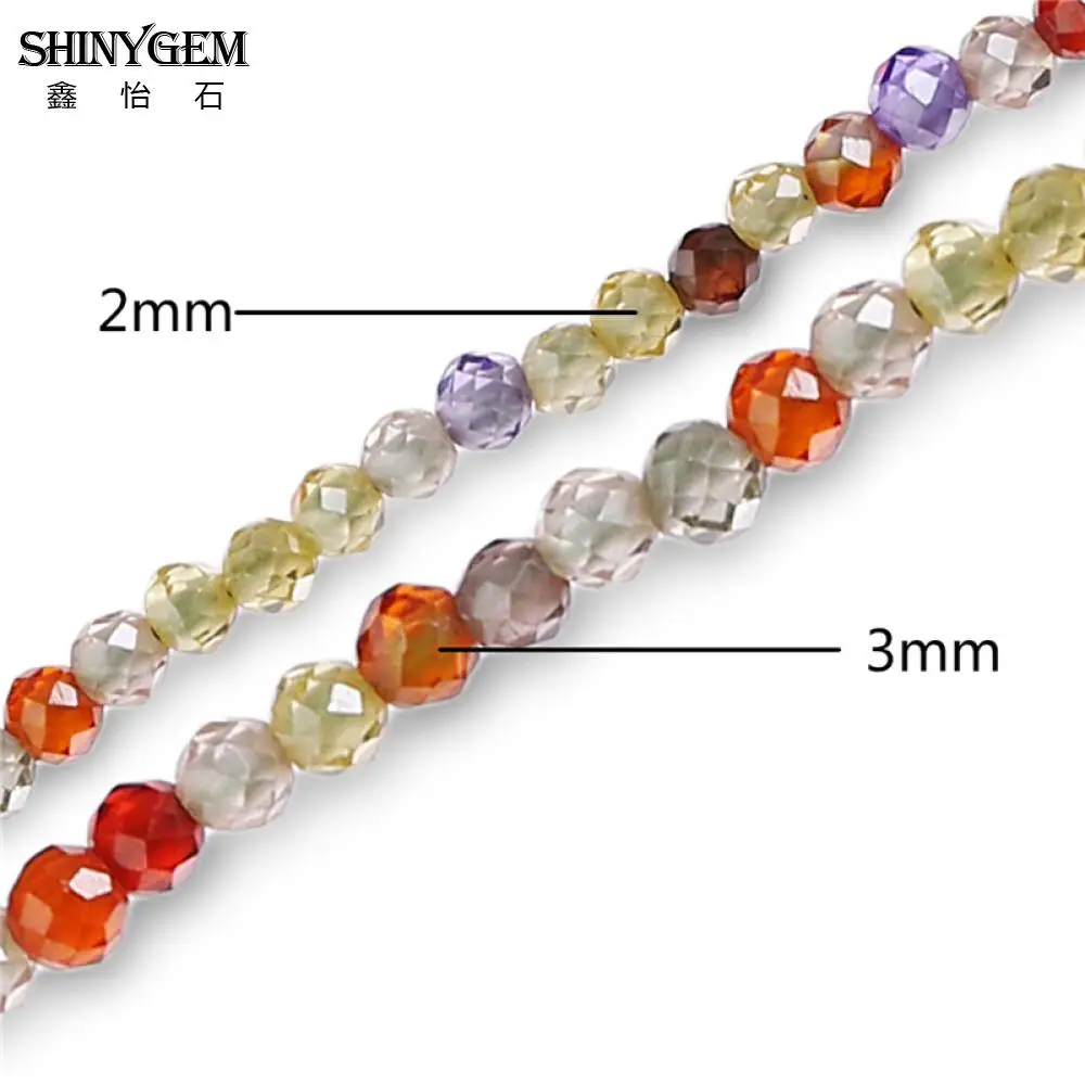 SHINYGEM граненая огранка Круглый Циркон Кристалл 2 мм/3 мм Разноцветные Бусы из стекла и камней для изготовления ювелирных изделий стразы бусины