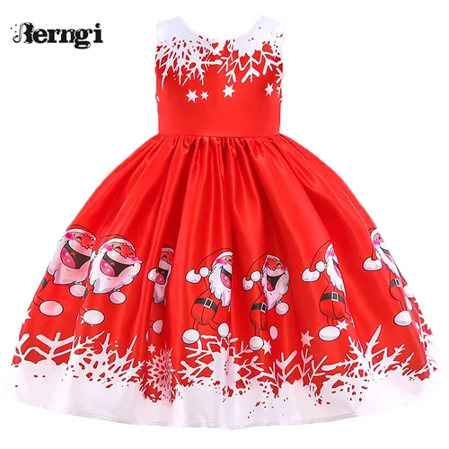 Style A Berngi/новое красивое платье с принтом для девочек; vestidos; платье принцессы Санты для маленьких девочек; рождественские наряды; одежда - Цвет: Style A