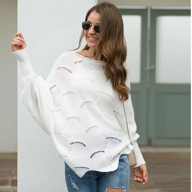 Sweater Woman Hollow Out Knitting Pullover Loose Casual O Neck Large Size Abrigos Mujer Invierno 2019 Ez* | Женская одежда