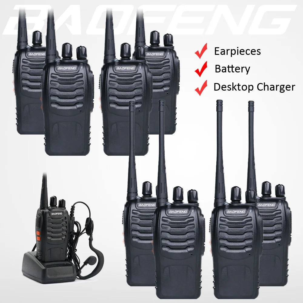 8 шт. Baofeng 888 S Walkie Talkie Pofung BF 888S Двухстороннее Хэм FM радио Ручной UHF 16CH Портативный CB