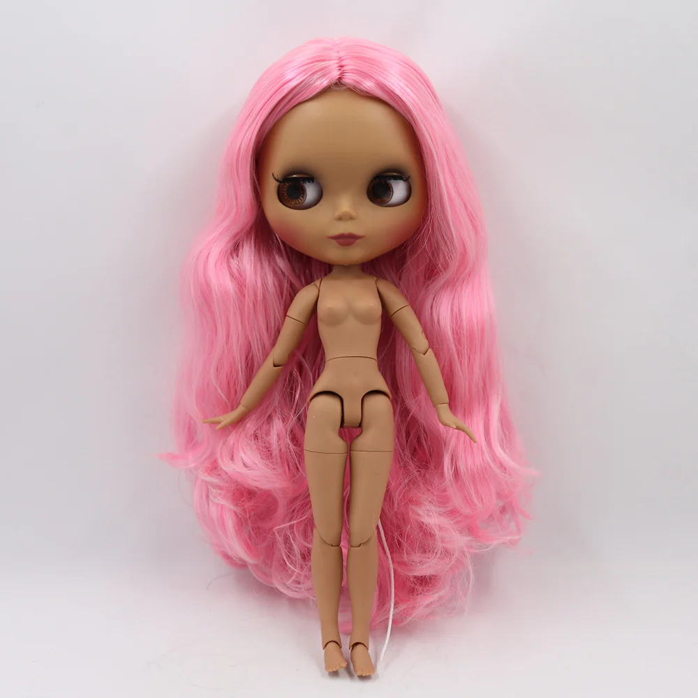 Кукла Blyth ICY DBS 30 см темная кожа матовое лицо розовая мягкая без челки вьющиеся