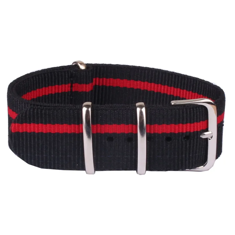 

Hot Mans Women 22 mm Strong Black Red Casual Military Army nato fabric Nylon Watch watchband Woven Straps Bands Buckle belt 22mm